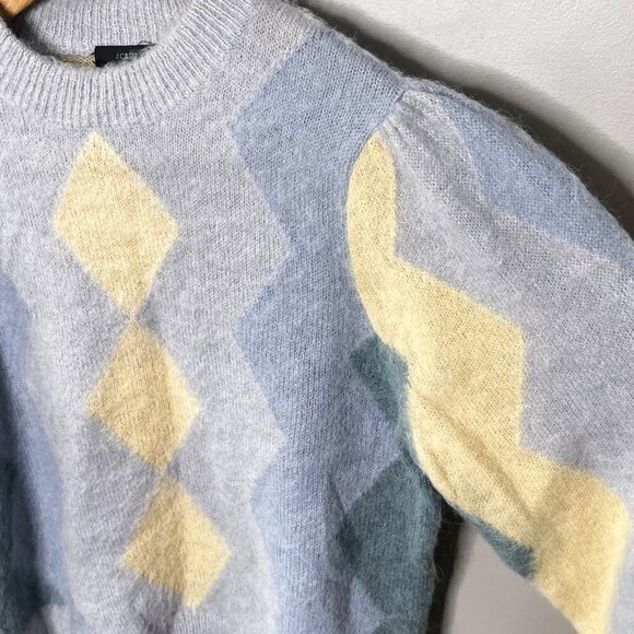 J. Crew Alpaca and Wool Blend Puff Sleeve Argyle Sweater- Size S - Picture 3 of 5